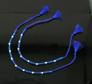 Fabulous threads anklets semi precious blue stone and 925 silver beads, custom made ankle bracelet, pretty gift modern beaded jewelry ank251