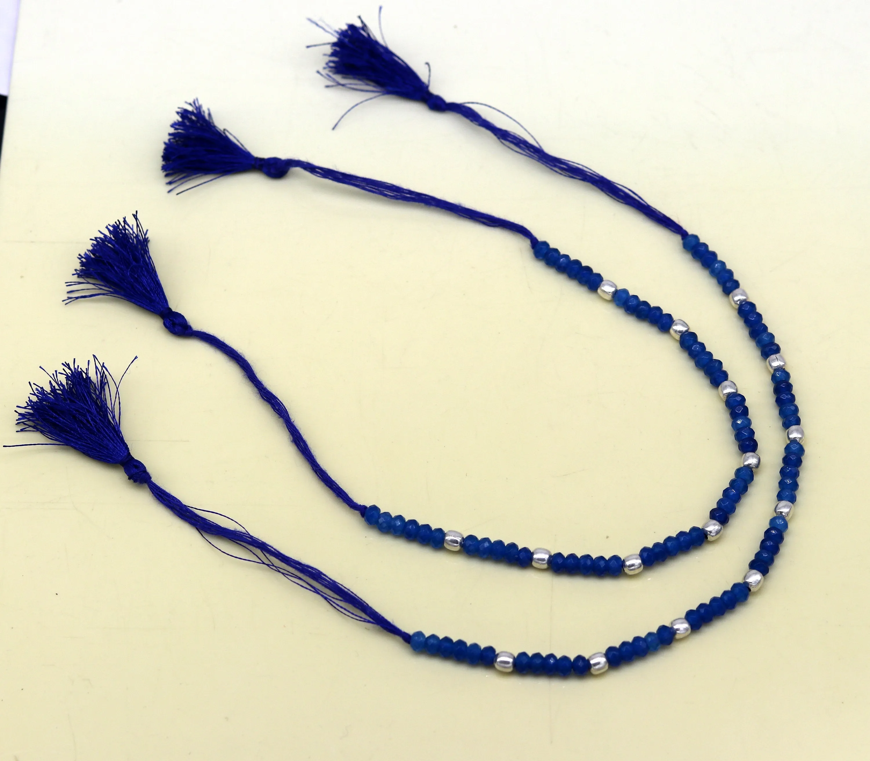 Fabulous threads anklets semi precious blue stone and 925 silver beads, custom made ankle bracelet, pretty gift modern beaded jewelry ank251