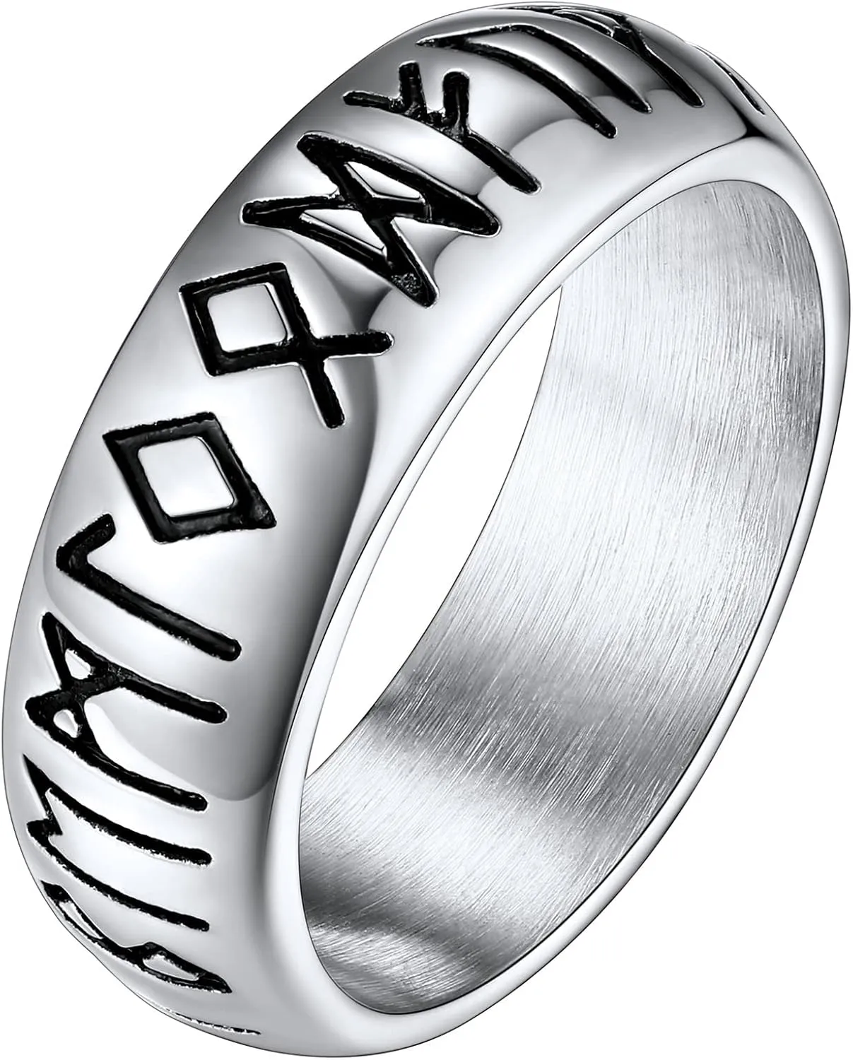 FaithHeart Norse Viking Spinner Runes Ring Stainless Steel/Gold Plated Rotatable Band Rings for Men Women- Can Personalized Engrave