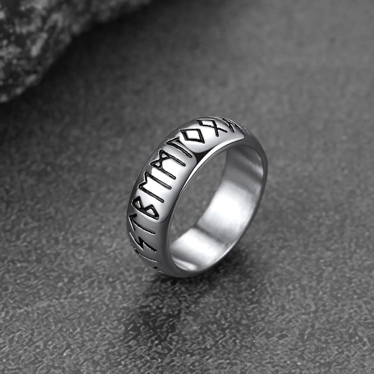 FaithHeart Norse Viking Spinner Runes Ring Stainless Steel/Gold Plated Rotatable Band Rings for Men Women- Can Personalized Engrave