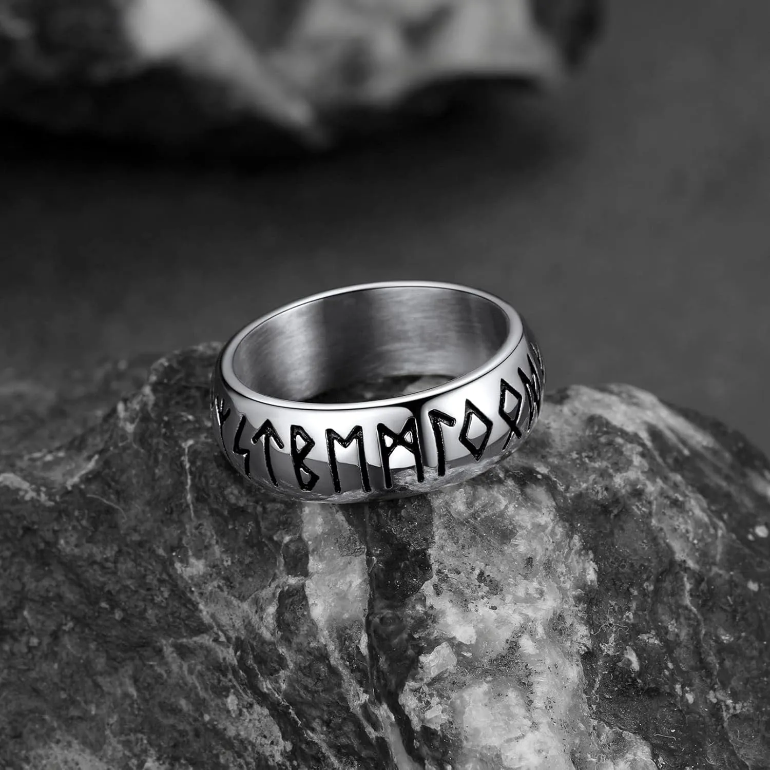 FaithHeart Norse Viking Spinner Runes Ring Stainless Steel/Gold Plated Rotatable Band Rings for Men Women- Can Personalized Engrave