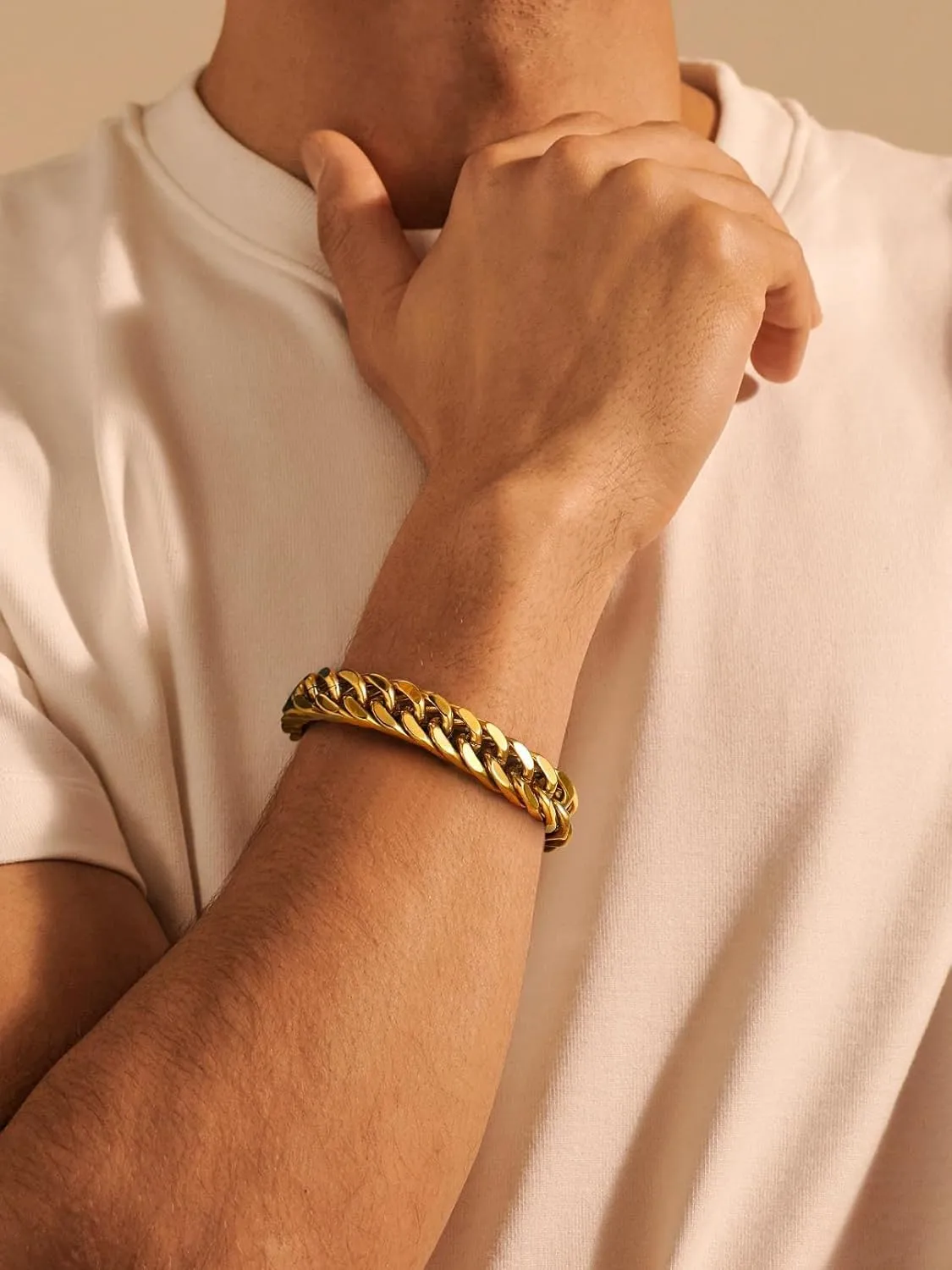 FaithHeart Stainless Steel Cuban Link Bracelet for Men, Gold Plated/Black/Silver Mens Chain Bracelet 8/12/17mm Width, 7.5/8.3/9.1 Inch Length Sturdy Wrist Bracelets Hip Hop Jewelry, with Gift Box