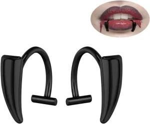 Fake Lip Piercing Hoop for Fake Lip Ring Fake Nose Ring Hoop Nose Cuffs Wolf Teeth Non Piercing Spike Nose Ring Jewelry for Women Men