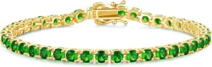 FANCIME Birthstone Bracelet Gold Tennis Bracelets 925 Sterling Silver Fine Jewelry Wedding Bridal Prom Birthday Gift for Women Her, Length 7.9 Inch Width 4mm