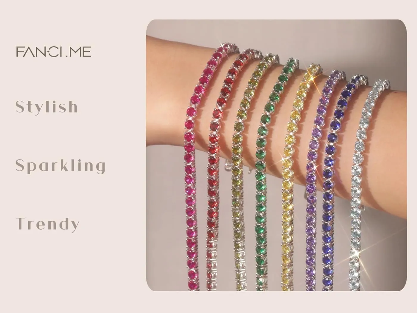 FANCIME Birthstone Bracelet Gold Tennis Bracelets 925 Sterling Silver Fine Jewelry Wedding Bridal Prom Birthday Gift for Women Her, Length 7.9 Inch Width 4mm