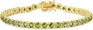 FANCIME Birthstone Bracelet Gold Tennis Bracelets 925 Sterling Silver Fine Jewelry Wedding Bridal Prom Birthday Gift for Women Her, Length 7.9 Inch Width 4mm