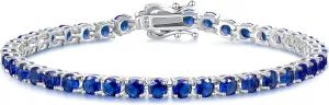 FANCIME Birthstone Bracelet Sterling Silver Gemstone Tennis Bracelets Fine Jewelry Wedding Bridal Prom Birthday Gift for Women Her, Length 7.2 Inch Width 4mm