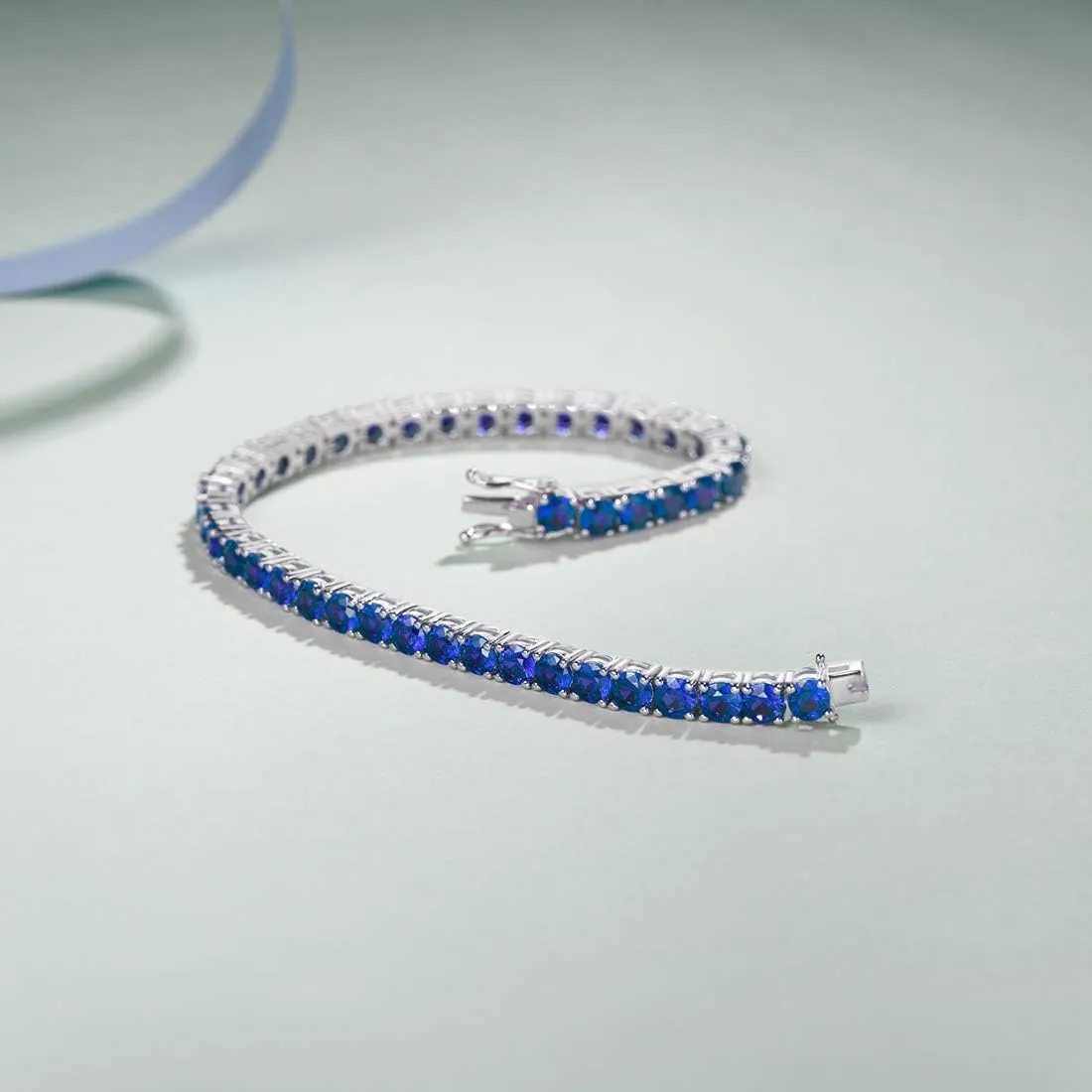 FANCIME Birthstone Bracelet Sterling Silver Gemstone Tennis Bracelets Fine Jewelry Wedding Bridal Prom Birthday Gift for Women Her, Length 7.2 Inch Width 4mm