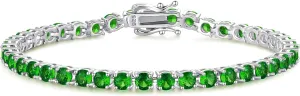 FANCIME Birthstone Bracelet Sterling Silver Gemstone Tennis Bracelets Fine Jewelry Wedding Bridal Prom Birthday Gift for Women Her, Length 7.2 Inch Width 4mm