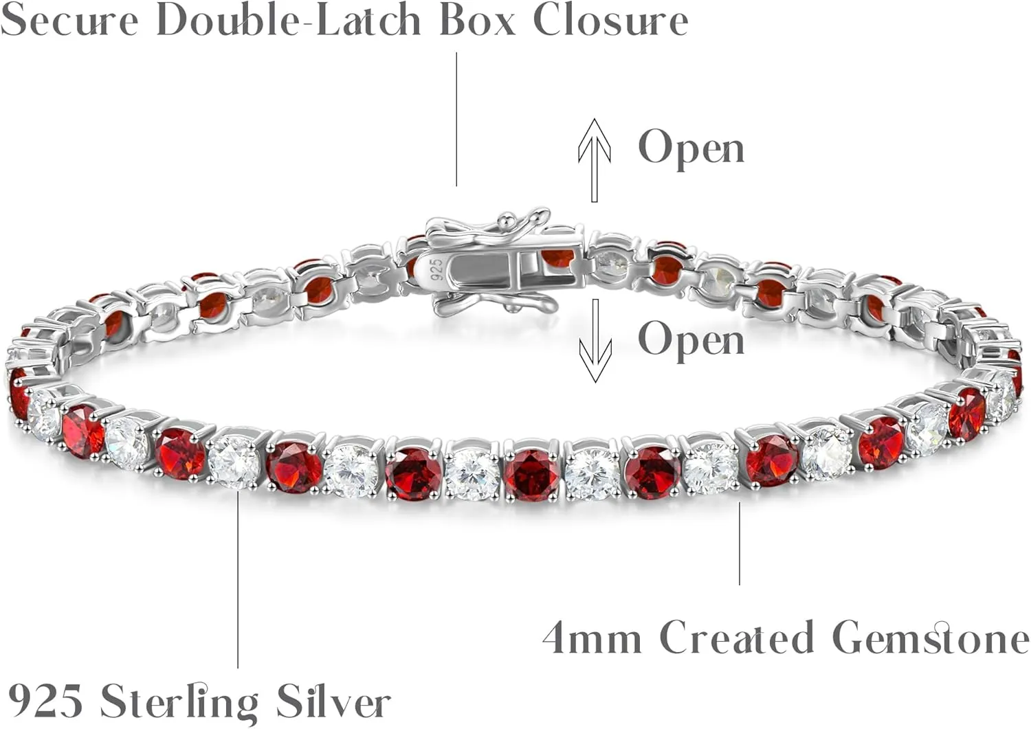 FANCIME Birthstone Tennis Bracelet, 14K Gold Plated Tennis Bracelets for Women, Fine Jewelry Wedding Bridal Prom Birthday Gift for Women Mom Wife, Length 7.5 Inch, Width 4mm