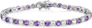 FANCIME Birthstone Tennis Bracelet, 14K Gold Plated Tennis Bracelets for Women, Fine Jewelry Wedding Bridal Prom Birthday Gift for Women Mom Wife, Length 7.5 Inch, Width 4mm