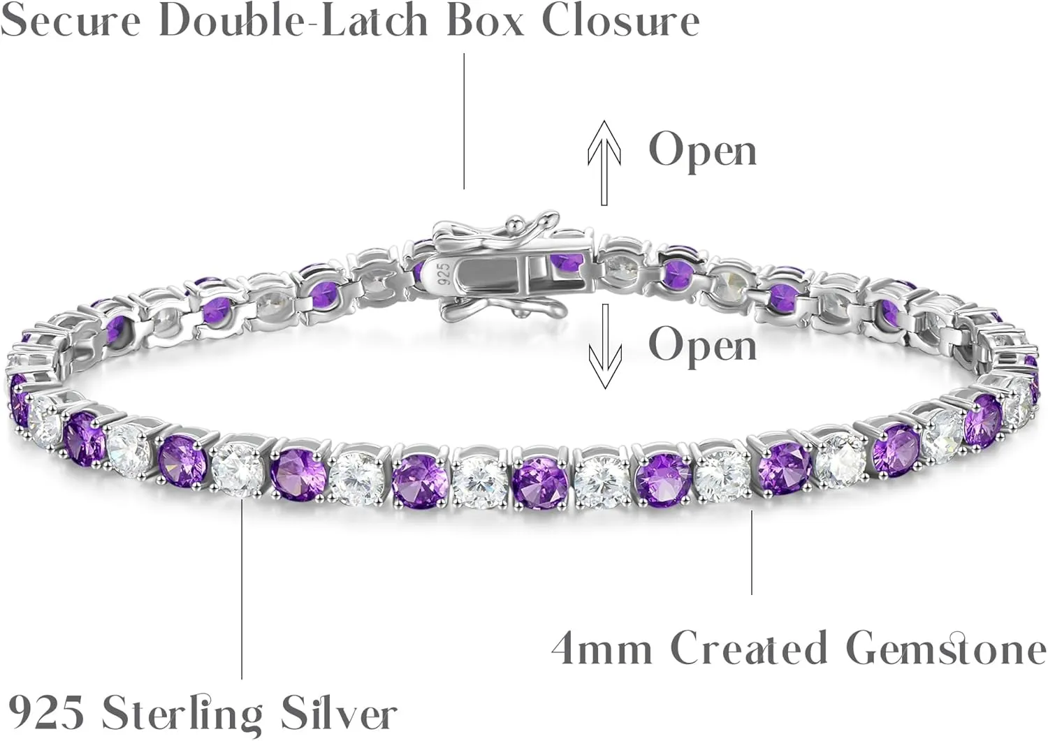 FANCIME Birthstone Tennis Bracelet, 14K Gold Plated Tennis Bracelets for Women, Fine Jewelry Wedding Bridal Prom Birthday Gift for Women Mom Wife, Length 7.5 Inch, Width 4mm