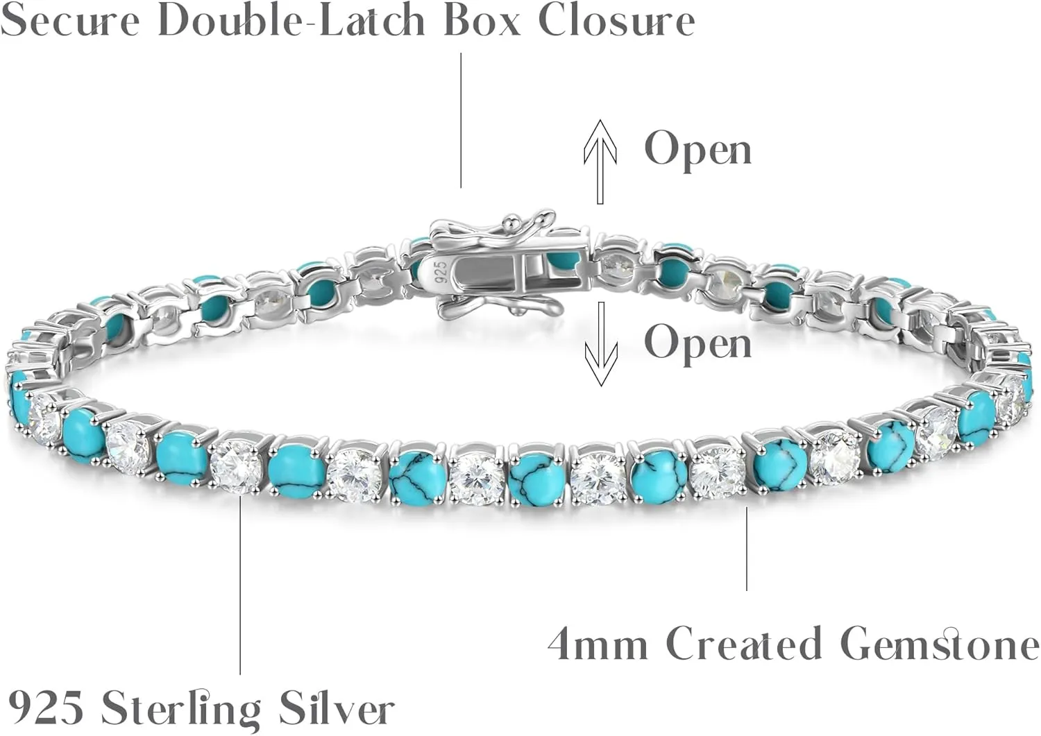 FANCIME Birthstone Tennis Bracelet, 14K Gold Plated Tennis Bracelets for Women, Fine Jewelry Wedding Bridal Prom Birthday Gift for Women Mom Wife, Length 7.5 Inch, Width 4mm