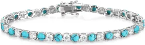 FANCIME Birthstone Tennis Bracelet, 14K Gold Plated Tennis Bracelets for Women, Fine Jewelry Wedding Bridal Prom Birthday Gift for Women Mom Wife, Length 7.5 Inch, Width 4mm
