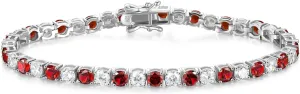 FANCIME Birthstone Tennis Bracelet, 14K Gold Plated Tennis Bracelets for Women, Fine Jewelry Wedding Bridal Prom Birthday Gift for Women Mom Wife, Length 7.5 Inch, Width 4mm