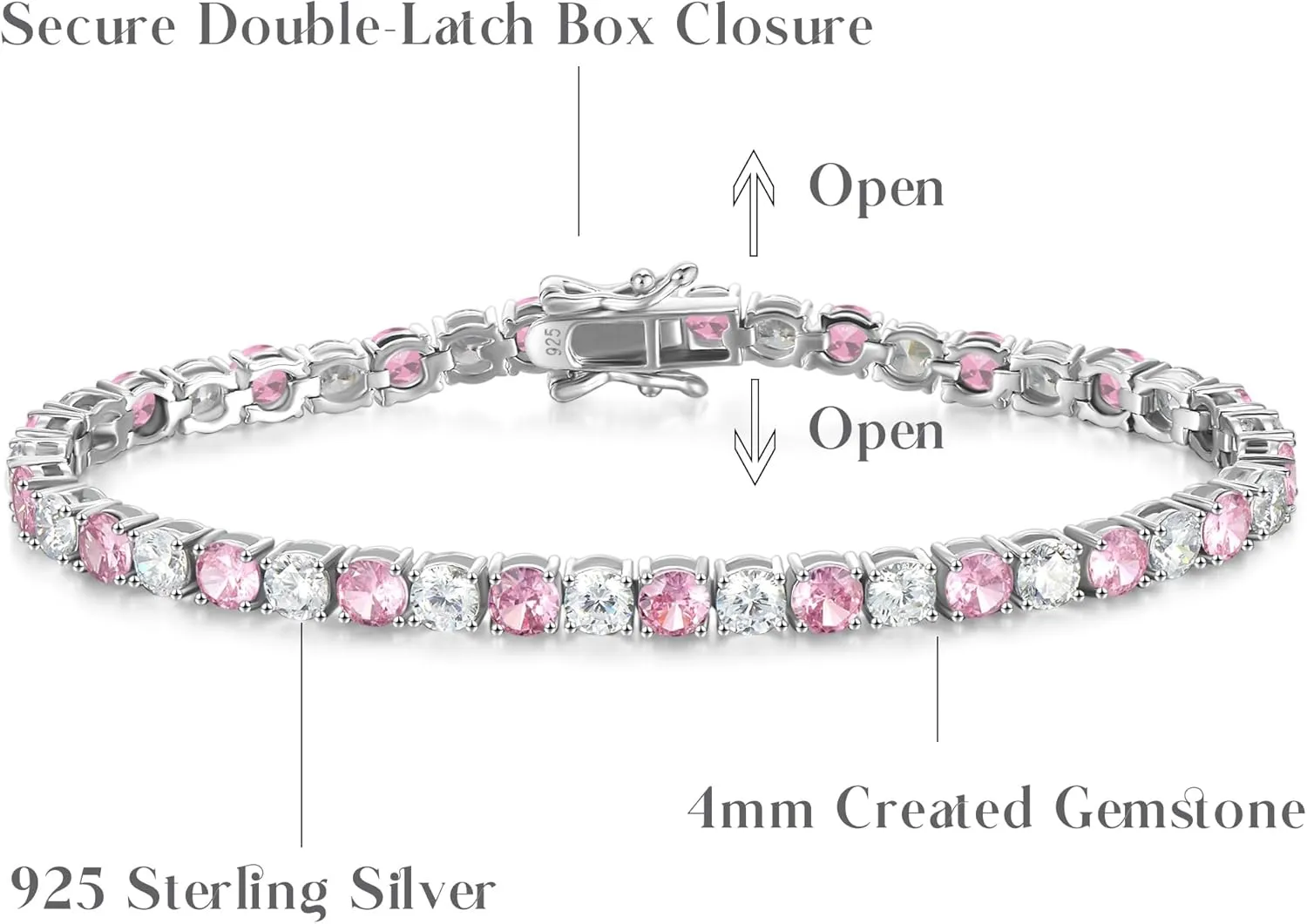FANCIME Birthstone Tennis Bracelet, 14K Gold Plated Tennis Bracelets for Women, Fine Jewelry Wedding Bridal Prom Birthday Gift for Women Mom Wife, Length 7.5 Inch, Width 4mm