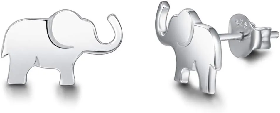 FANCIME Elephant Stud Earrings 925 Sterling Silver Dainty Fine Jewelry Easter Gifts For Women Friend Friendship Little Charm Gift