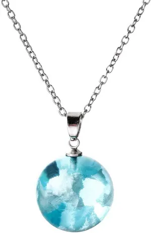 Fashion Glow in The Dark Necklace Glass Pendant Charm Necklace White Cloud Blue for Sky Necklace Jewelry Decoration