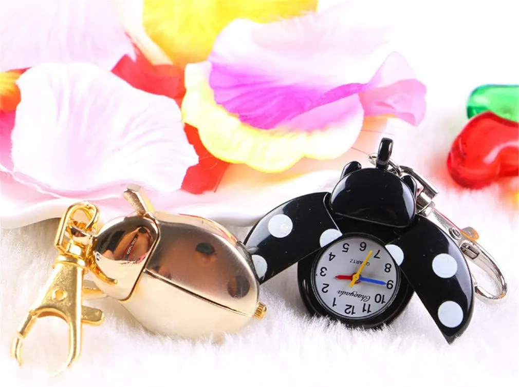 Fashion Women Girls Ladybug Vintage Quartz Animal Keychain Pendant Gift Watch