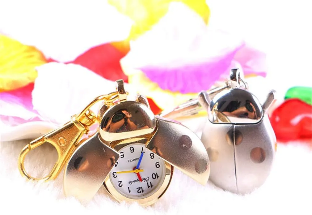Fashion Women Girls Ladybug Vintage Quartz Animal Keychain Pendant Gift Watch