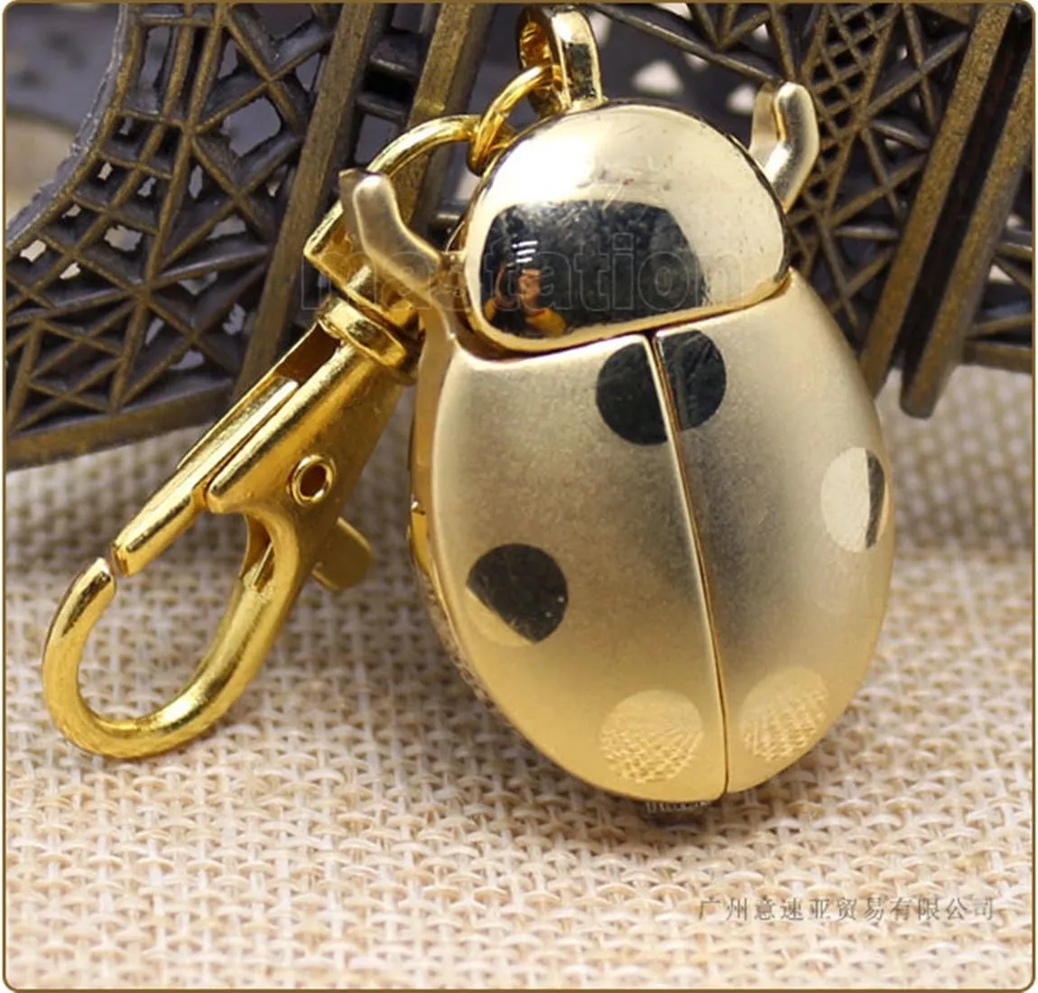 Fashion Women Girls Ladybug Vintage Quartz Animal Keychain Pendant Gift Watch