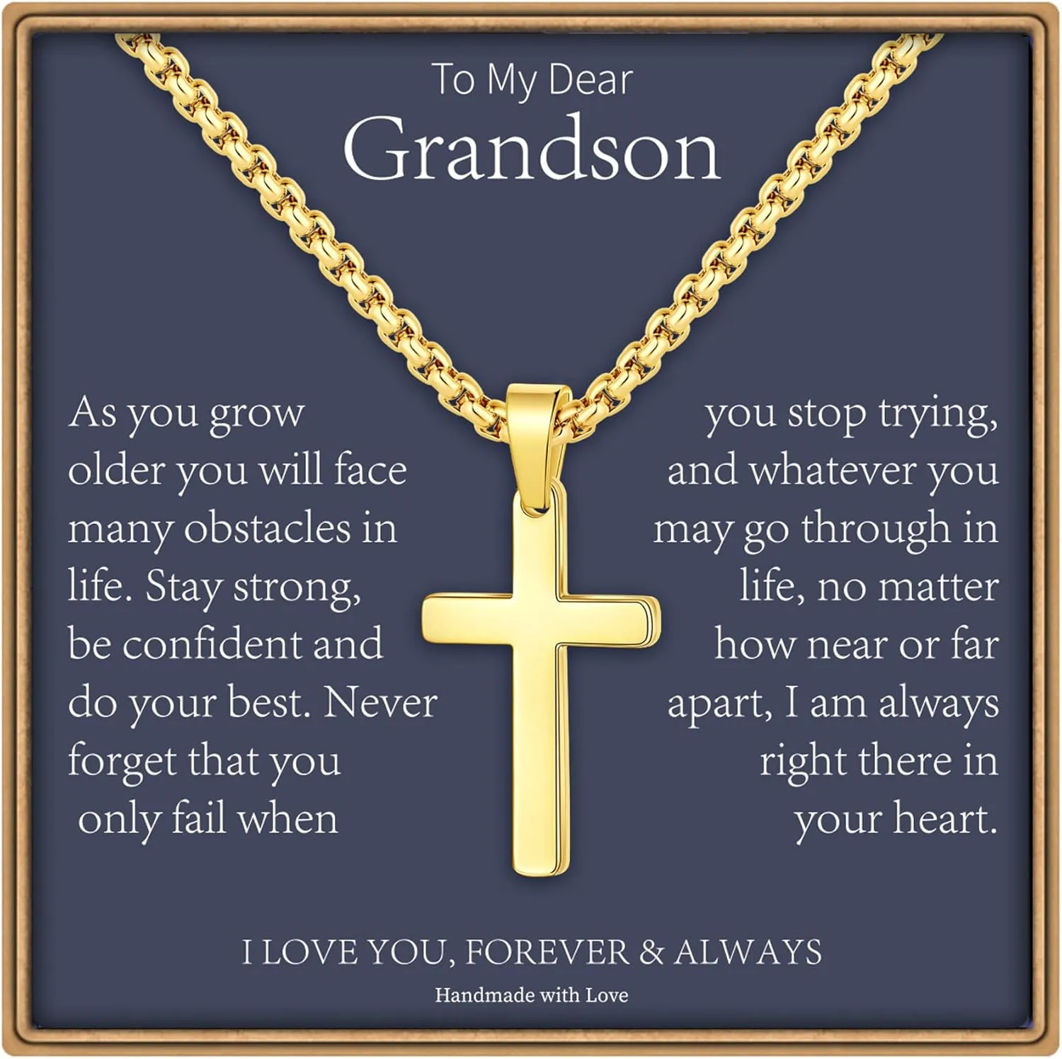 Father Day Necklace gifts for Men Him, Silver/Gold/Black Stainless Steel Cross Pendant Necklaces for Dad Son Brother, Father Day Birthday Gifts for Dad Son Husband from Daughter Wife