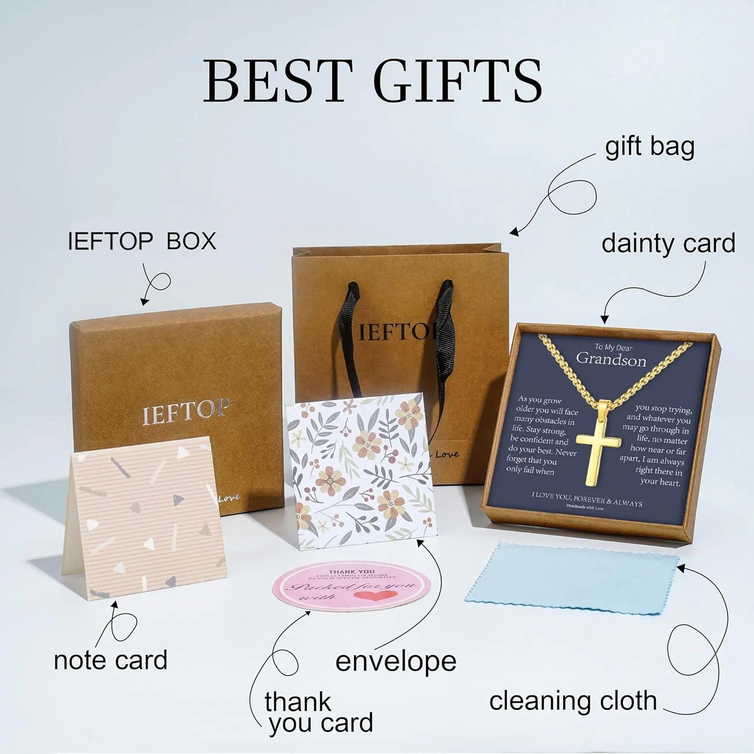 Father Day Necklace gifts for Men Him, Silver/Gold/Black Stainless Steel Cross Pendant Necklaces for Dad Son Brother, Father Day Birthday Gifts for Dad Son Husband from Daughter Wife