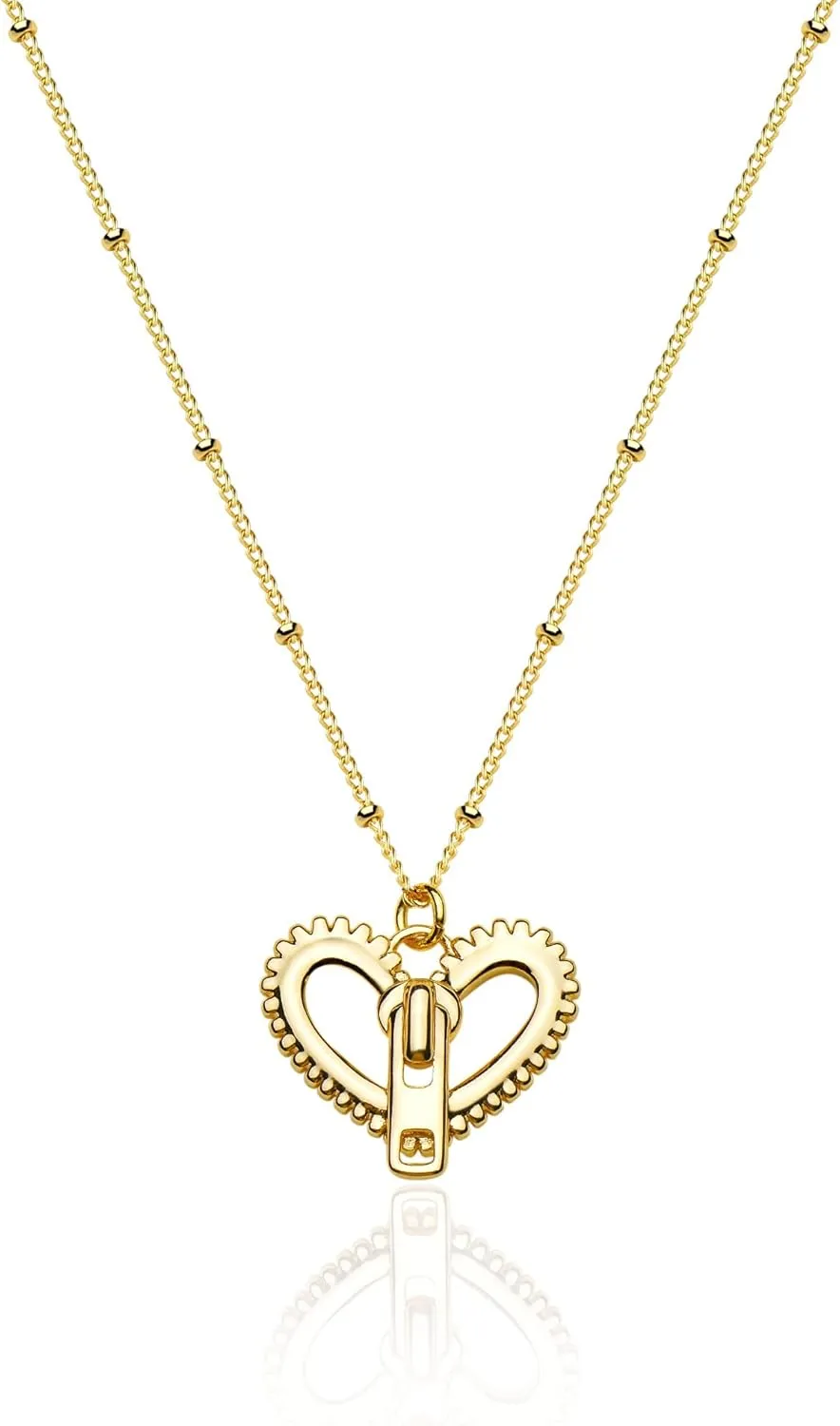 Fettero Initial Heart Necklace 18K Gold Plated Dainty Letter Pendant Necklace Letter Necklace for Women Love Heart Tiny Jewelry