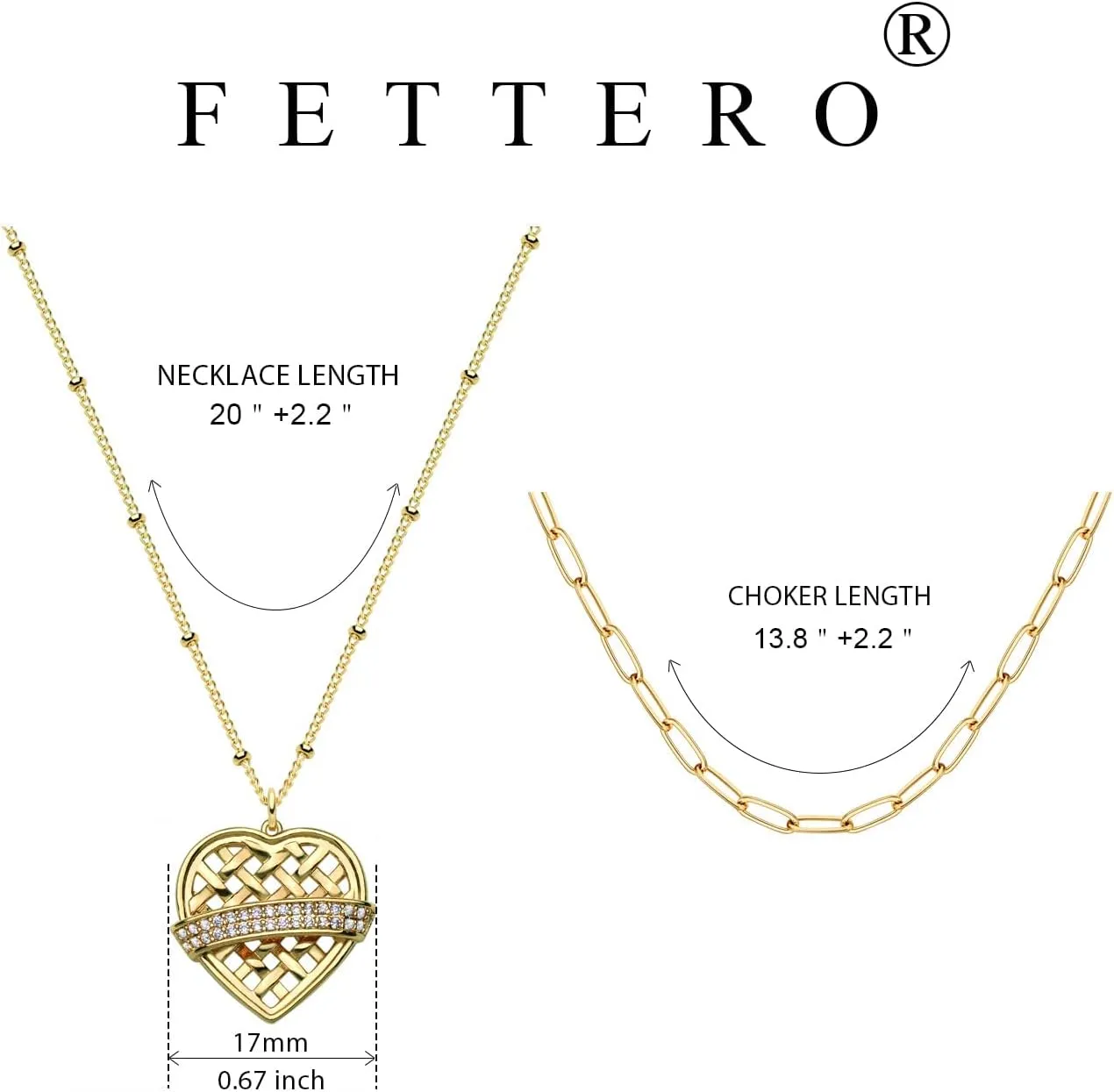 Fettero Initial Heart Necklace 18K Gold Plated Dainty Letter Pendant Necklace Letter Necklace for Women Love Heart Tiny Jewelry