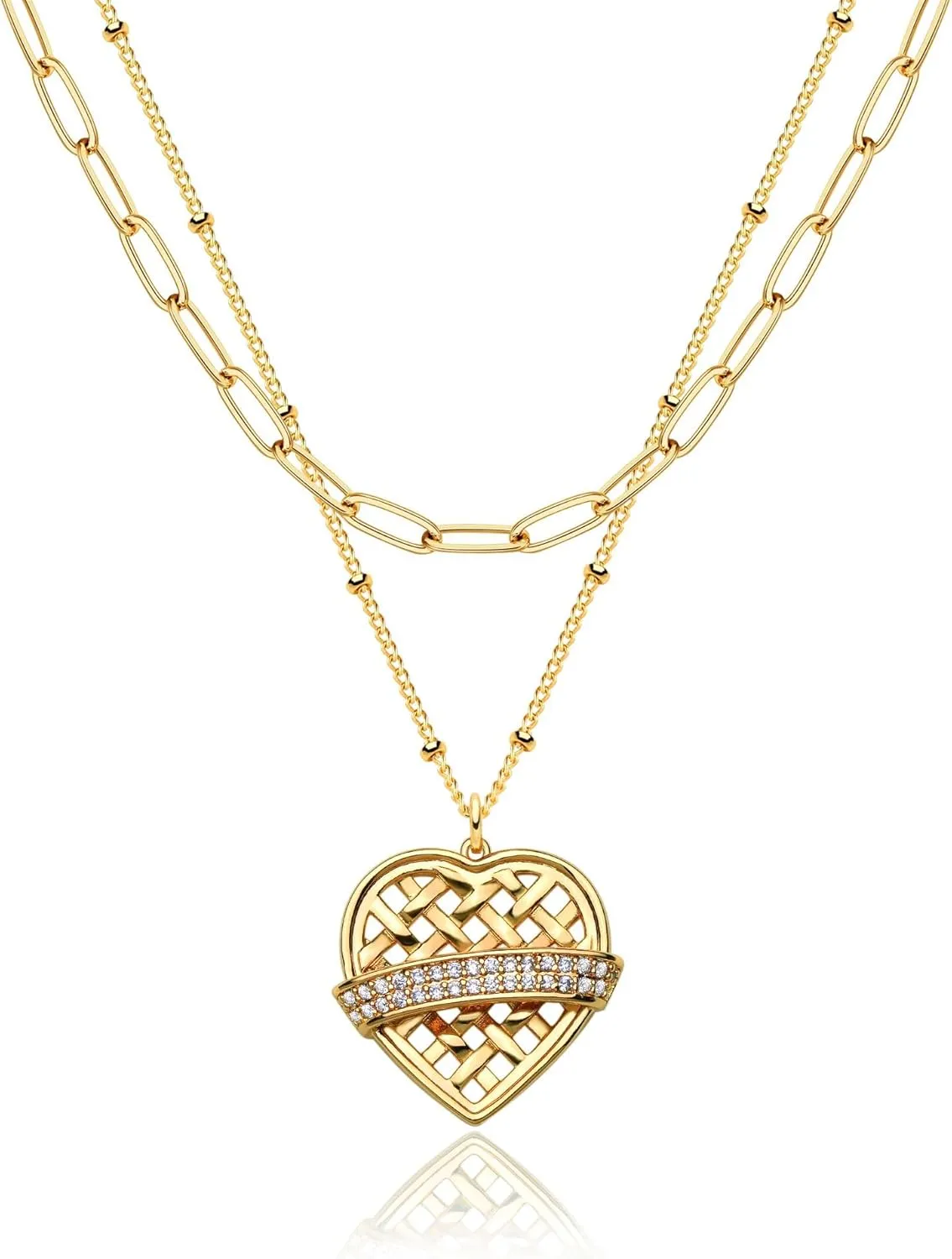 Fettero Initial Heart Necklace 18K Gold Plated Dainty Letter Pendant Necklace Letter Necklace for Women Love Heart Tiny Jewelry