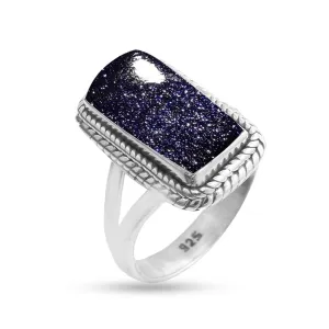 Fine Sterling Silver Ring For Womens Blue Sun Stone Ring Sterling Silver Minimalist Ring Bezel Set Gemstone Ring