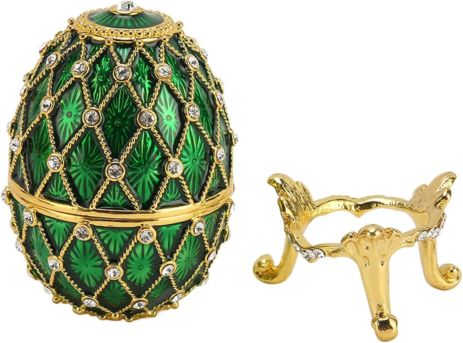 flexman Egg Shape Trinket Boxes, 2.2 X 3.7 X 2.2in Hinged Jewelry Ring Holder Boxes Gift for Mom, Lady or Girl for Anniversary, Birthday Thanksgiving Christmas (Green)