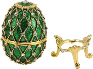 flexman Egg Shape Trinket Boxes, 2.2 X 3.7 X 2.2in Hinged Jewelry Ring Holder Boxes Gift for Mom, Lady or Girl for Anniversary, Birthday Thanksgiving Christmas (Green)
