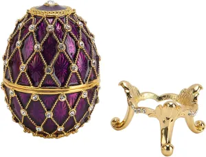 flexman Egg Shape Trinket Boxes, 2.2 X 3.7 X 2.2in Hinged Jewelry Ring Holder Boxes Gift for Mom, Lady or Girl for Anniversary, Birthday Thanksgiving Christmas (Purple)