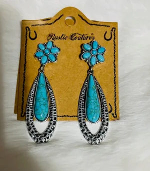 Floral Turquoise Stud Back Earrings