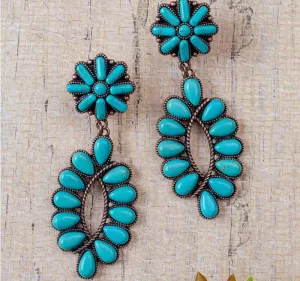 Flower Child Turquoise and Bronze Flower Earrings