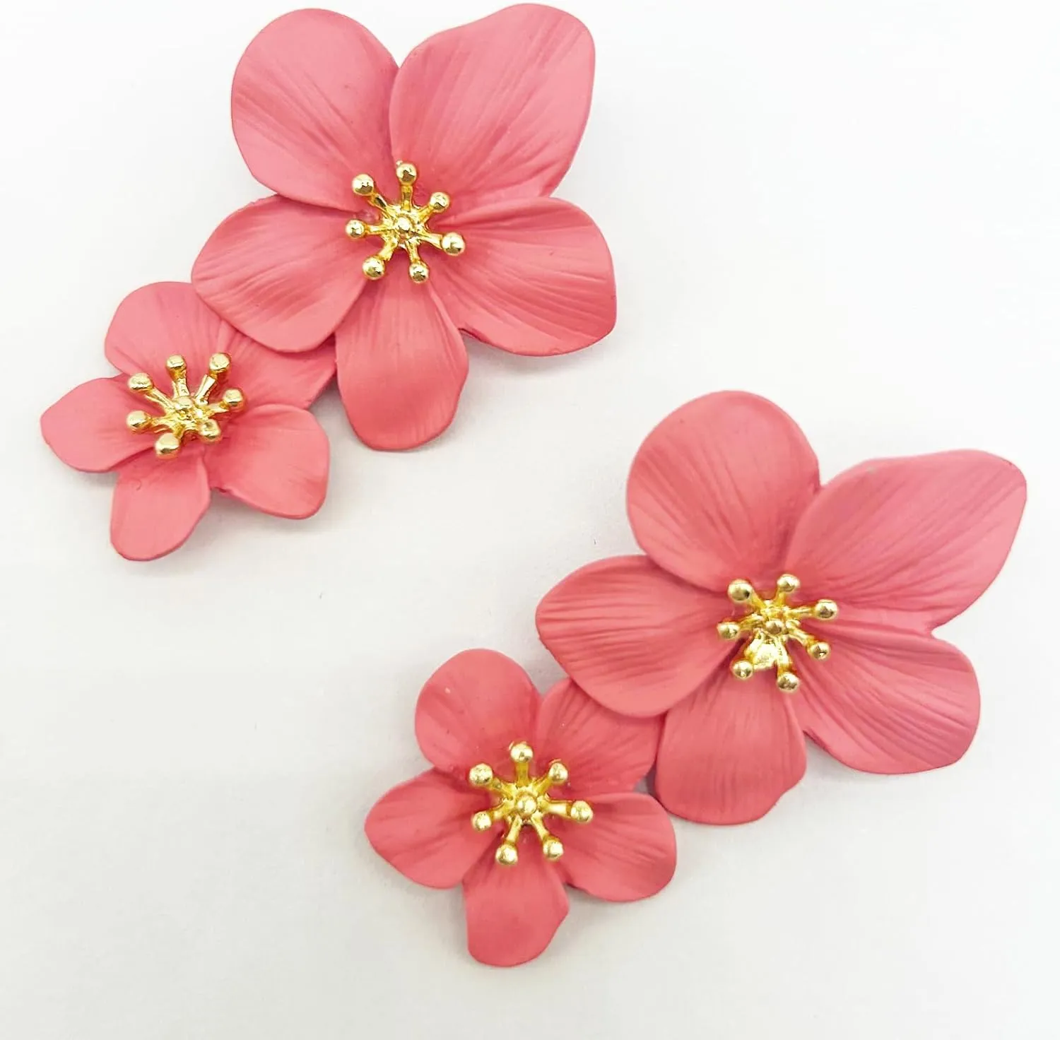 Flower Dangle Earrings Boho Layered Floral Petal Drop Earrings Statement Stud Earring for Women