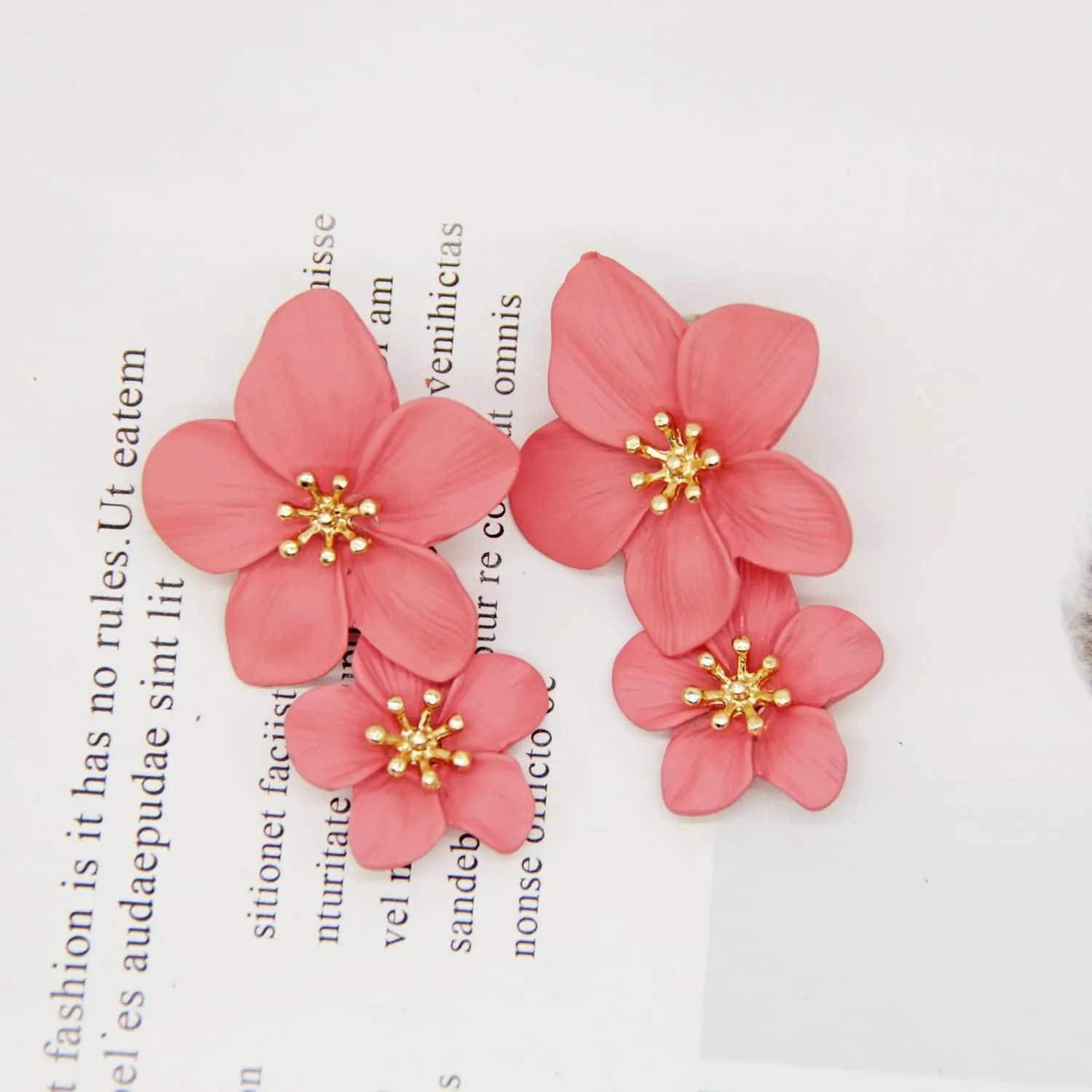 Flower Dangle Earrings Boho Layered Floral Petal Drop Earrings Statement Stud Earring for Women