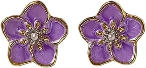 Flower Lavender Stud Earrings Bohemian Purple Floral Earrings Oil Drip Flower Earrings for Women Teens Girls Jewelry