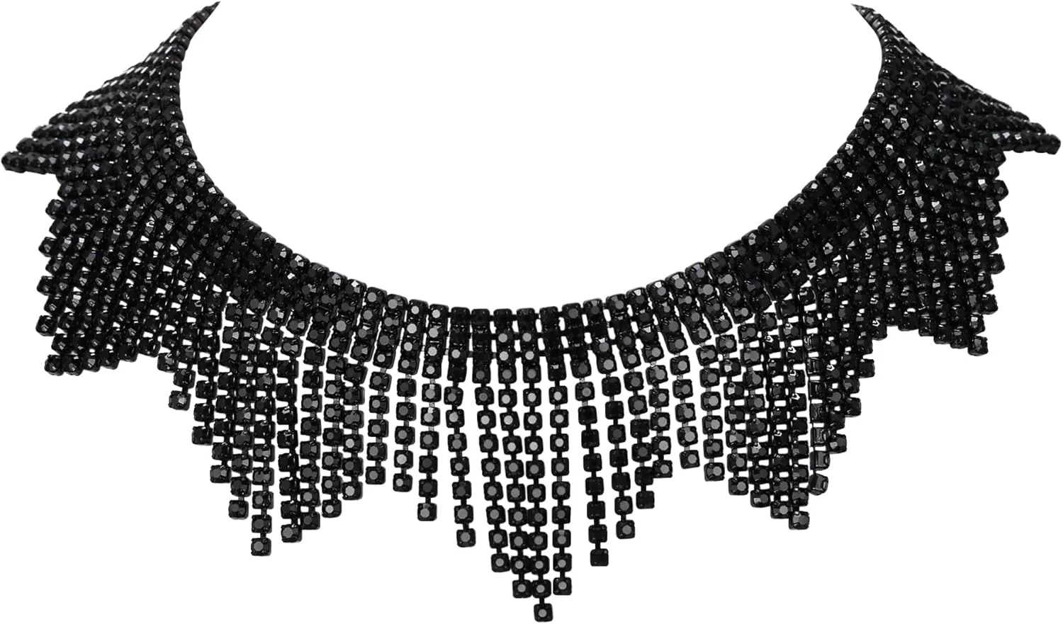 Flyonce Rhinestone Choker Necklace, Sparkly Crystal Tassel Fringe Neck Chain Party RaveJewelry for Women