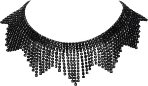 Flyonce Rhinestone Choker Necklace, Sparkly Crystal Tassel Fringe Neck Chain Party RaveJewelry for Women