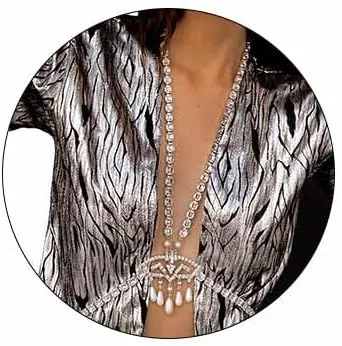 Formery Statement Bracket Body Chains for Women Silver Pearl Tassel Rhinestone Bra Chain Jewelry Crystal Waist Belly Chain Party Bikini Accessories