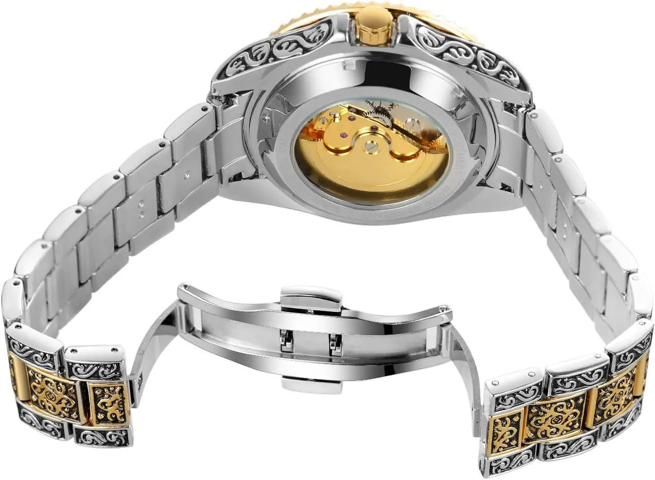 FORSINING Men's Skeleton Engraving Watch Automatic Watch for Men Waterproof Self Winding Wrist Watch