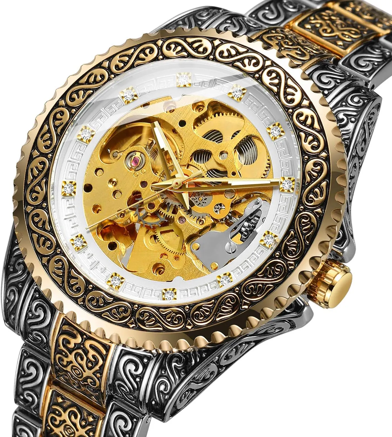 FORSINING Men's Skeleton Engraving Watch Automatic Watch for Men Waterproof Self Winding Wrist Watch