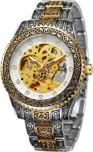 FORSINING Men's Skeleton Engraving Watch Automatic Watch for Men Waterproof Self Winding Wrist Watch