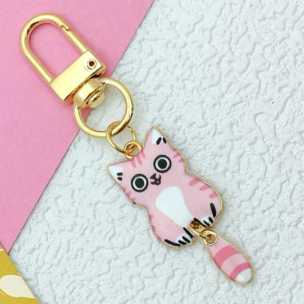 FORUBUS Cute Cat Enamel Keychain Set - Calico Ca, Cow Cat, Ragdoll Cat, Ginger Cat - Gift for Cat Lover