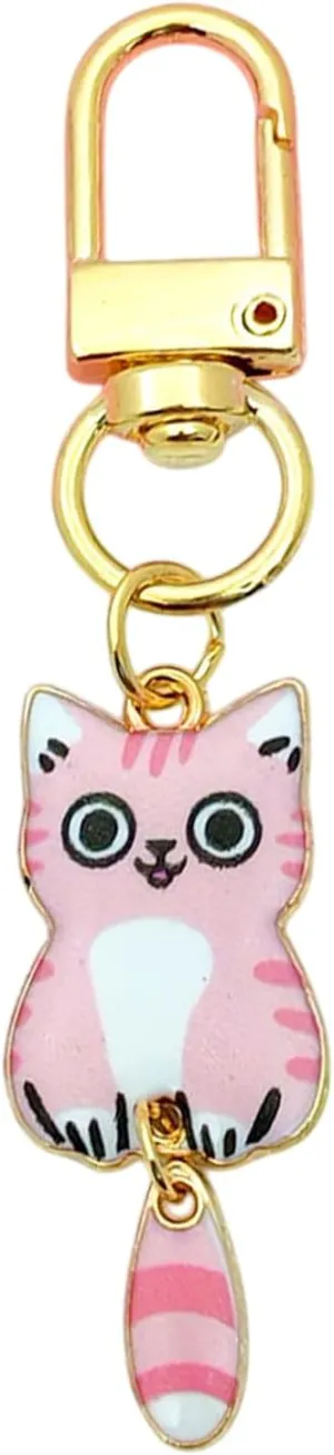 FORUBUS Cute Cat Enamel Keychain Set - Calico Ca, Cow Cat, Ragdoll Cat, Ginger Cat - Gift for Cat Lover