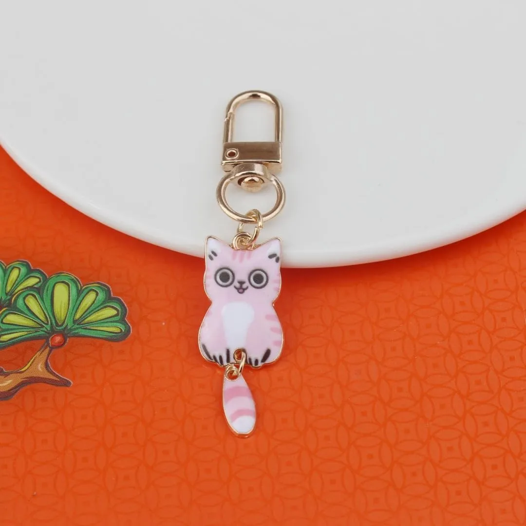 FORUBUS Cute Cat Enamel Keychain Set - Calico Ca, Cow Cat, Ragdoll Cat, Ginger Cat - Gift for Cat Lover