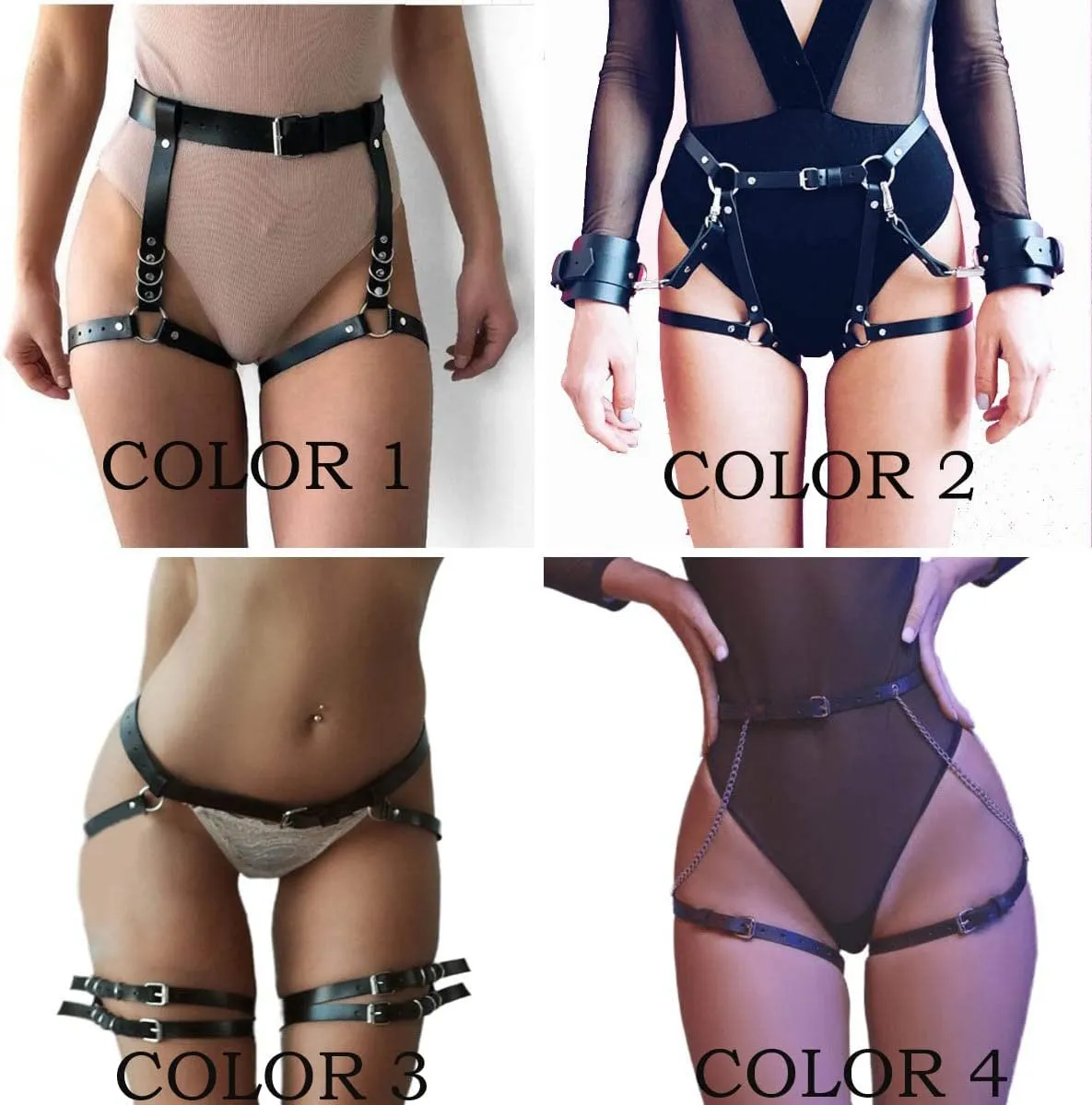 Foyte Punk Leather Body Chain Sexy Black Harness Belt Waist Chains Nightclub Belly Rave Leg Chain Body Jewelry Accessories