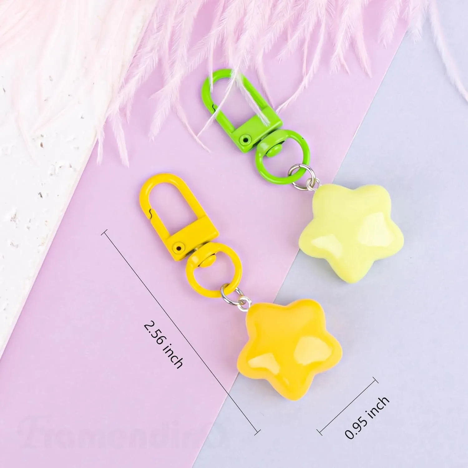 Framendino, Cute Star Keychains Small Star Keychain Chubby Star Key Chains Key Ring for Women Bag Decor
